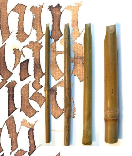 L'assortiment des 4 calames en bambou, biseau à gauche